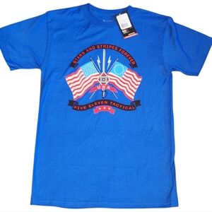 5.11 Tactical Battle Stars and Stripes Men's Short Sleeve T-shirt Blue Small